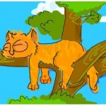 рисунок кошка на дереве