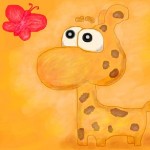 рисунок жираф и бабочка